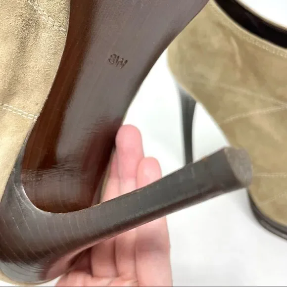 Dvf diane von furstenberg guardian taupe suede heeled lace up shoes size 8 - Picture 10 of 11